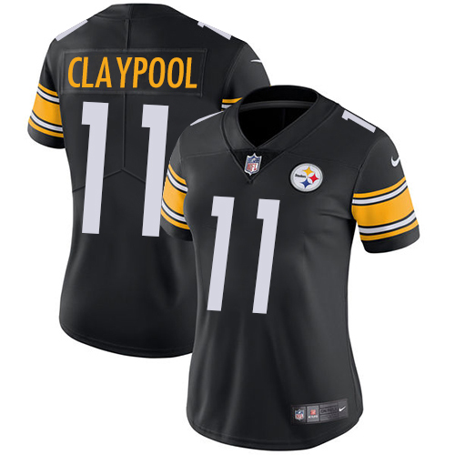 Pittsburgh Steelers 11 Chase Claypool Black Team Color Women Stitched NFL Vapor Untouchable Limited Jersey